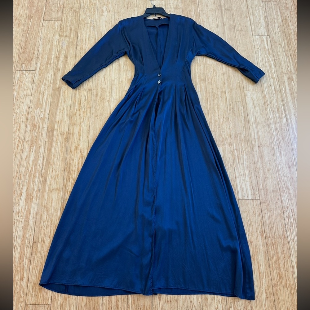 La perla Elegant silk Navy Blue  robe